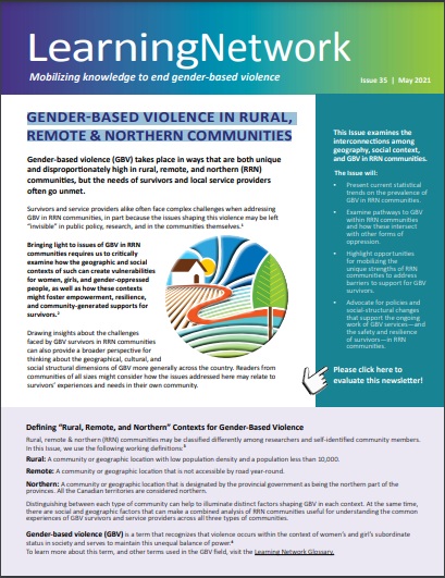Gender based violence in rural, remote and northern communities cover