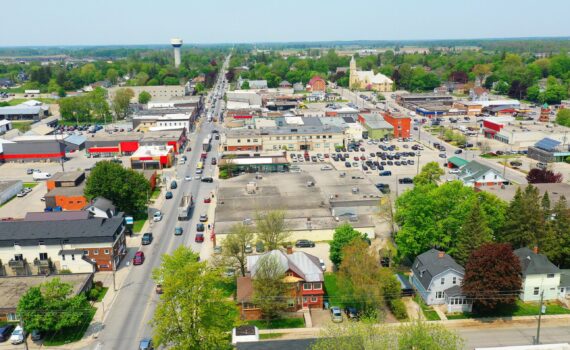 An aerial view of Listowel, the main population centre in North Perth.